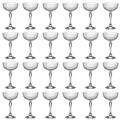 Image of Bormioli Rocco 24x Clear 230ml America &#039;20s Champagne Cocktail Saucers Vintage Art Deco Coupe Glasses for Wine, Espresso Martini