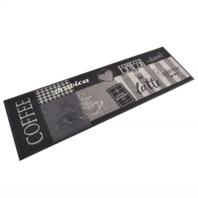 Image of vidaXL Kitchen Rug Runner Coffee Black Velvet Anti Fatigue Washable Mat, Non Slip Latex Backing for Indoor/Outdoor, 150x45cm