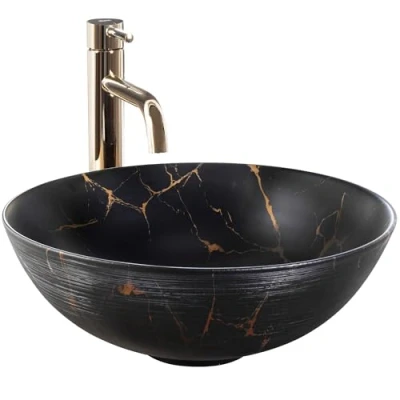 Image of REA U9086 Bathroom Sink Made of Ceramic Stella Marble Brush imitation U9086, Black Stone
