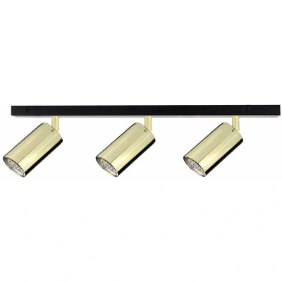 Image of Eye Ceiling Spotlight Bar Black, Gold, 50cm, 3x GU10