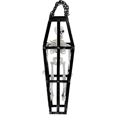 Image of VFM Halloween Hanging Skeleton Caged Terrifying Detailed Decoration Super Spooky 41cm Coffin Pirate Party Prop For Inside Or Outside Use Haunted House