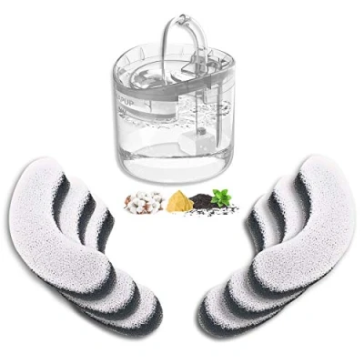 Image of Cat Water Fountain Filter Replacement 6pcs Arc Shaped Washable Pet Filters with Triple Filtration System Activated Carbon for 1.8L HAPUP Dog