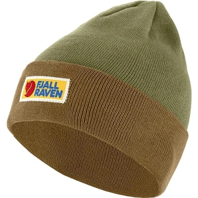 Image of Fjallraven 78141 232 625 Vardag Classic Beanie Hat Unisex Buckwheat Brown Laurel Green Size OneSize