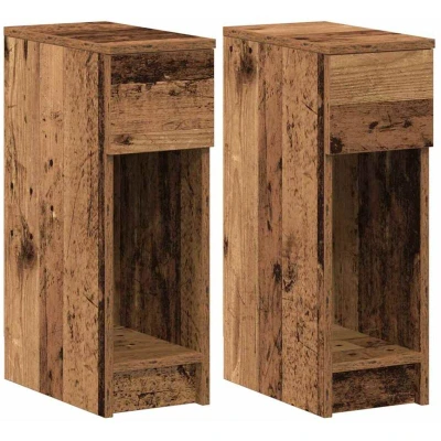 Image of vidaXL Bedside Cabinets with Drawer 2 pcs Old Wood 20x36x60 cm