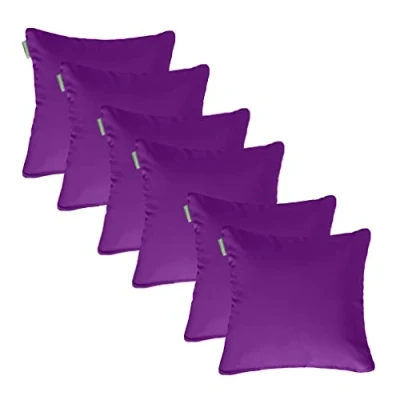 Image of Gardenista 18&quot; Garden Scatter Cushion Outdoor Water Resistant Furniture Pillow Soft and Comfy Patio Cushions Throw Pillows for Sofa, Couch, Balcony 6 Pack (Purple)