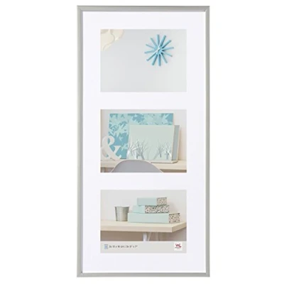 Image of walther Design Picture Frame Silver 3x 13x18 cm Gallery with PassepArtout, New Lifestyle Plastic KV338S