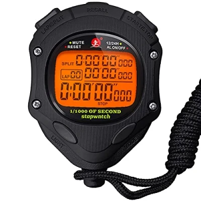 Image of Digital Stopwatch Timer with Back Light Stop Watch 0.001second Timing100 Lap Memory,Large dispaly Alarm Clock for Coach Sports Swimming Running Marathon Competition(100LAP(Back Light))