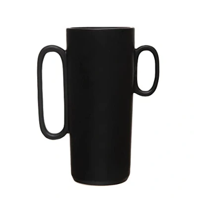 Image of Bloomingville Decorative Flower Asymmetrical Handles Vase, Black