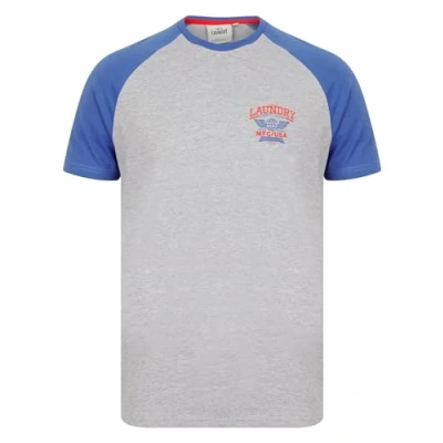 Image of Tokyo Laundry Men&#039;s Baseball Style Raglan Sleeve Cotton Jersey Crew Neck T Shirt Dazzling Blue