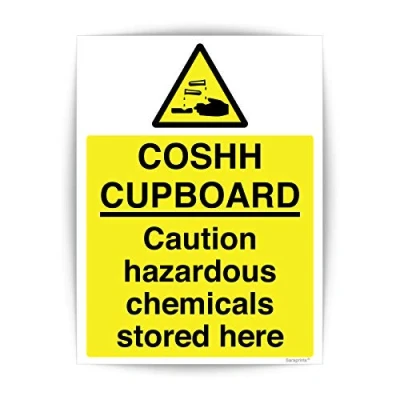 Image of COSHH Sign Self Adhesive (150 x 200 mm) Waterproof Health and Safety Signs Stickers
