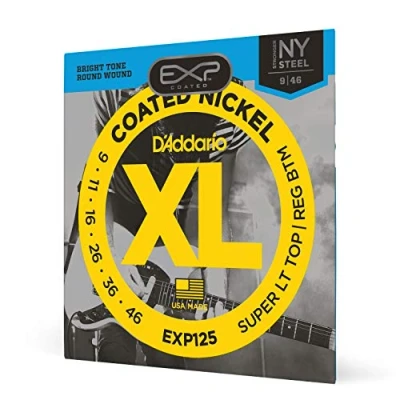 Image of D&#039;Addario EXP125 Coated Nickel Plated Steel Super Light Top/Regular Bottom Electric Guitar Strings