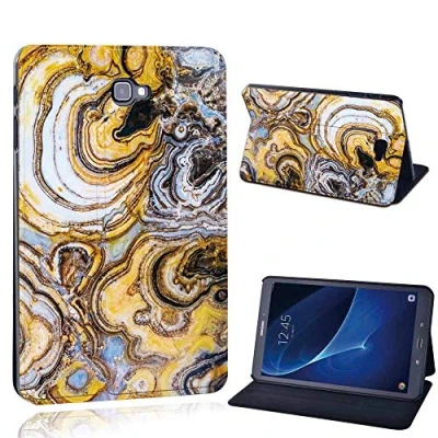 Image of FINDING Case Fit Samsung Galaxy Tab A A6 10.1 T580 T585 Tablet Printed PU Flip Leather Smart Lightweight Shell Stand Cover for (Tab T585, amber marble)