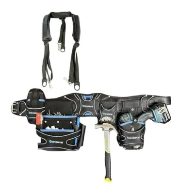 Image of BAP 5PC Heavy Duty Champion Tool Belt &amp; Braces Set Pouch Holster Holder Black