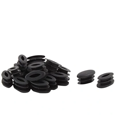 Image of sourcing map Plastic Table Feet Oval Design Tube Pipe Insert End Cap 15 x 30mm 20 PCS Black