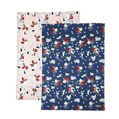 Image of Dexam Bloom Set of 2 Tea Towels Indigo &amp; Blush