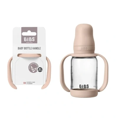 Image of BIBS Baby Bottle Handle Easy &amp; Comfortable Grip Non Slip Surface BPA Free Dishwasher Safe Accessories Ages 6+ Months Blush