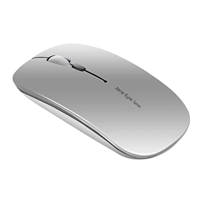 Image of Uiosmuph Q5 Wireless Mouse, 2.4GHz Slim Portable Mouse for Laptop, Rechargeable Ergonomic Computer with USB Receiver Mac PC Notebook Macbook Chromebook, Sliver