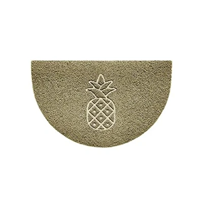 Image of Nicoman Embossed Halfmoon Half Circle Door Mat Dirt Trapper Jet Washable Doormat 70x44cm (Beige, PINEAPPLE Shape) Use Indoor or Sheltered Outdoor
