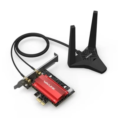 Image of WAVLINK WiFi 7 PCIe Network Card BE8800 for Desktop PC, Tri Band BE200 Wireless Adapter with Bluetooth 5.4, MU MIMO, WPA3, Windows 10/11(64bit),Only Supports Intel Motherboard