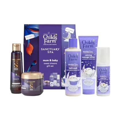 Image of Childs Farm Mum and Baby Sweet Dreams Gift Set 3 Step Sleep Routine for Baby, De Stress Shower Oil &amp; Body Butter Vegan Cruelty Free Ideal New Mums