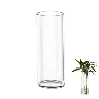Image of TSKDKIT Large Glass Vase for Flowers 30cm Cylinder Clear Living Room Modern 30 x 10cm