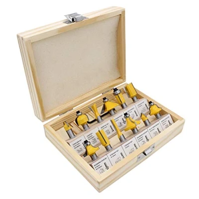 Image of DingGreat 12 Pcs Carbide Tipped Router Bit Set, 8mm Shank Woodworking Milling Saw Cutter Edging Bits Wood Drilling Power Tools