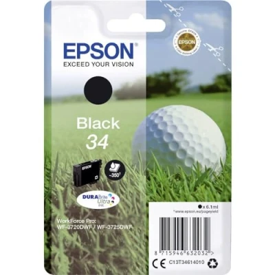 Image of Epson 34 Black Golfball Genuine, DURABrite Ultra Ink Cartridge, Standard Capacity