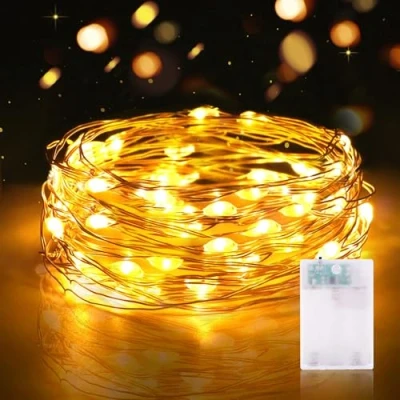Image of LED Fairy Lights Battery Operated, 3 Meters 30LED Micro Wire String with Timer Indoor Outdoor Lighting, Bedroom, Wedding Decor, Birthday Party Decoration (1 Pack, Warm White)