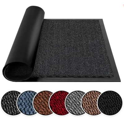 Image of BLADO Washable Door Mats Indoor &amp; Outdoor Non Slippery Heavy Duty Doormats Stylish Large Rubber Mat Perfect Dust Grabbing (Anthracite, 90cm x 150cm)
