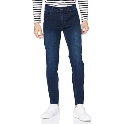 Image of Enzo Men&#039;s Ez326 Skinny Jeans, Blue (Darkwash), 42W 32L UK