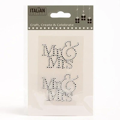 Image of 5.5cm x 4cm Mr &amp; Mrs Self Adhesive Diamante Rhinestone Gem Craft Wedding Sticker (2 Pieces)