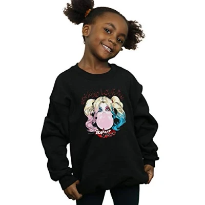 Image of DC Comics Girls Harley Quinn Mad Love Sweatshirt Black 12 13 Years