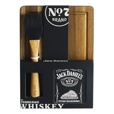 Image of JD&#039;s Old No.7 Steak Seasoning, Acacia Wood Board &amp; Food Brush Gift Set