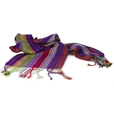 Image of Tumia LAC Naturally Dyed Alpaca Wool (60% Alpaca, 40% Sheep wool) Lightweight Scarf Purple(Size: One Size)