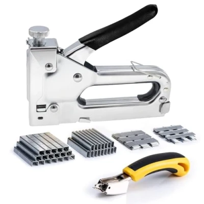 Image of Staple Gun with Remover, 3 in 1 Heavy Duty Upholstery Kit 3000 Staples for Wood, Crafts, Carpentry, Decoration DIY
