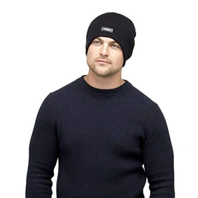 Image of undercover lingerie Mens Heatguard Knitted Beanie Hat GL389 Black