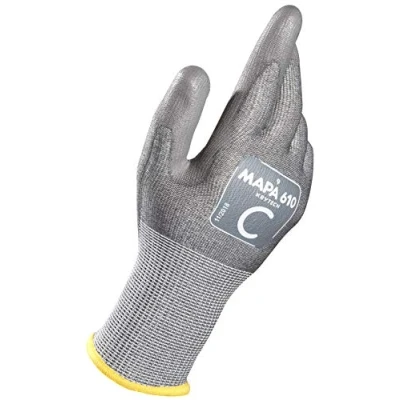 Image of MAPA Professional KRYTECH 610 Cut Proof Gloves with Mechanical Protection used in Multiple Industries, Grey, Size 7 (1 Pair) Protective