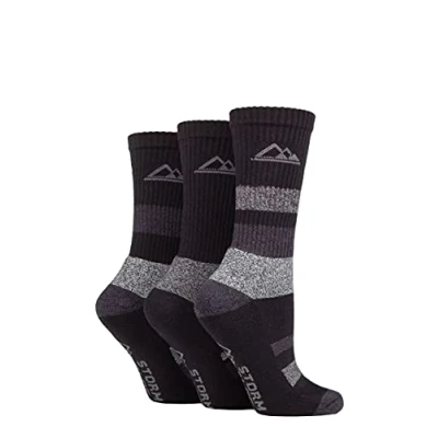 Image of Women&#039;s 3 Pair Storm Bloc Cotton Striped Boot Socks Black / Grey 4 8 Ladies