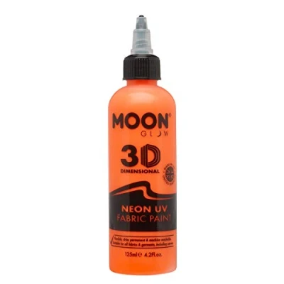 Image of Moon Glow Neon UV 3D Fabric paint 125ml Intense Orange Textile for clothes, t shirts, bags, shoes &amp; canvas
