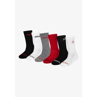Image of Jordan Legend CREW 6 PACK Sports socks for kids, Size: 4.5 6, Gym red/black