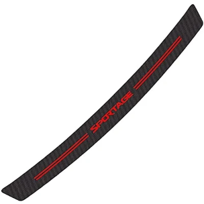 Image of Ehao Carbon Fiber Rear Bumper Protector for KIA Sportage, Car Trunk Sill Plate Scuff Strip Back Guard Anti Scratch Trim Cover Styling Accessories, Red
