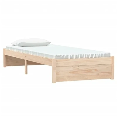 Image of vidaXL Solid Wood Single Bed Frame Modern Style Sleeper for Small Spaces Pinewood Material Brown Color 75x190 cm Size