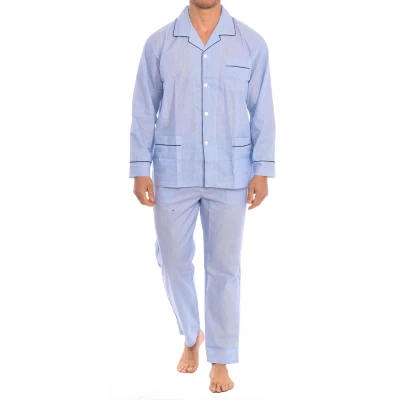 Image of Kisses&amp;Love Mens Long Sleeve Shirt Pajamas KL30192 Blue material_cotton Size Small