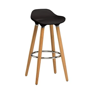 Image of Premier Housewares Bar Stool with Beech Wood Legs Black