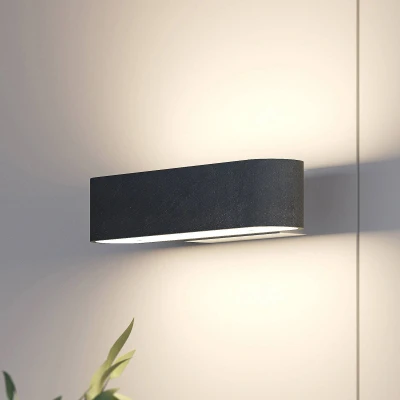 Image of Lucande LED wall light Matteo, wood, 28 cm wide, up/down