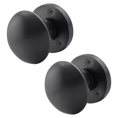 Image of EAI Matt Black Round Victorian Mortice Door Knobs 55mm