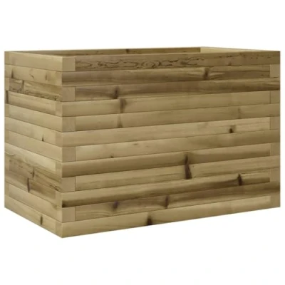 Image of vidaXL Impregnated Pine Garden Planter Brown 70x40x45.5 cm Rectangular Raised Bed for Flowers, Herbs, Vegetables Ideal Outdoor Decoration with Open Bottom and Ample Space