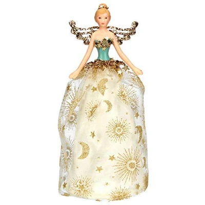 Image of Gisela Graham Celestial Cream &amp; Gold Tree Top Fairy 18 Centimetre