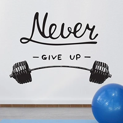 Image of Wall Quote Motivational Home Decor Vinyl Sticker Gym Decal Mural Art Inspire &quot;Never give up&quot;