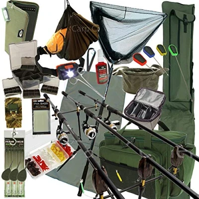 Image of Deluxe Complete Full Carp Fishing Set up With Rods Reels Alarms Tackle &amp; Bait